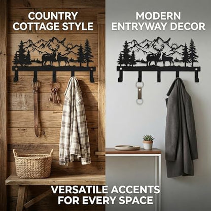 Deer Mountain Metal Key Holder Wall Mount Key Holder for Wall Rustic Cabin Decor Key Rack Hooks Hanger Woodland Wildlife Wall Art Entryway Organizer Housewarming Hunting Gifts - size: Small, style: Deer