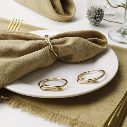 wonlex Gold Napkin Rings Set of 12, Elegant Modern Napkin Ring Buckles Cute Brushed Napkin Rings Serviette Napkin Holder Ring for Weddings Dinner Engagement Party Table (Infinity Knot-Gold) - style: Infinity Knot-Gold