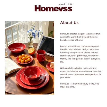Pearl Dots Stoneware Dinnerware Set (20pc Set, Red) - color: Red, size: 20pc Set