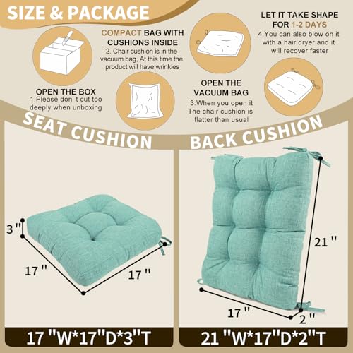 BUYUE Chair Cushion Set for Rocking Chair, Back Pillow & Seat Cushion with Ties, Original Woven Fabric Non-Slip Chair Pads for Elderly Sitting, Light Green - color: Light Green