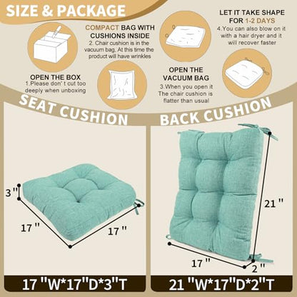 BUYUE Chair Cushion Set for Rocking Chair, Back Pillow & Seat Cushion with Ties, Original Woven Fabric Non-Slip Chair Pads for Elderly Sitting, Light Green - color: Light Green