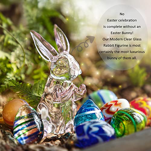 3.5'' Crystal Rabbit Figurine Collectibles Spring Easter Bunny Decorations | Small,Art Glass Animal Statues Paperweight Easter Christmas Whimsical Home Decor Creative Gift - style: Pink Rabbit