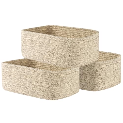 KALLAX Small Woven Storage Basket for Organizing, 13.5x9.5x5 inches, 3 Pack | Shelf baskets for closet organization, toy storage and home decor, Perfect as empty gift baskets for holidays, Mixed Brown - color: Mixed Brown, size: 13.5"L x 9.5"W x 5"H