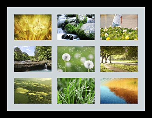 ArtToFrames Collage Photo Frame Single Mat with 9-5x7 Openings with Satin Black Frame and Baby Blue mat. - color: 9 - 5x7 - (2144), size: Baby Blue
