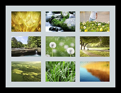 ArtToFrames Collage Photo Frame Single Mat with 9-5x7 Openings with Satin Black Frame and Baby Blue mat. - color: 9 - 5x7 - (2144), size: Baby Blue