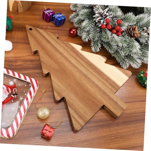 Homoyoyo Wooden Christmas Tree Charcuterie Board Serving Pizza Board Small Round Cutting Home Decorative