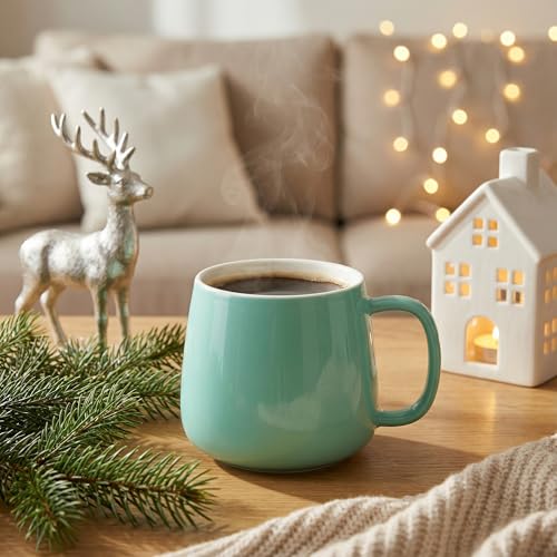 Teocera Coffee Mugs Set of 4-12oz Chip-Resistant Ceramic Cups with Ergonomic Handle | Dishwasher & Microwave Safe Mint Green Mugs | Keeps Beverage Hot, Perfect for Family Kitchen & Holiday Gifts - color: Mint Green