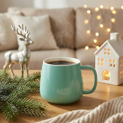 Teocera Coffee Mugs Set of 4-12oz Chip-Resistant Ceramic Cups with Ergonomic Handle | Dishwasher & Microwave Safe Mint Green Mugs | Keeps Beverage Hot, Perfect for Family Kitchen & Holiday Gifts - color: Mint Green
