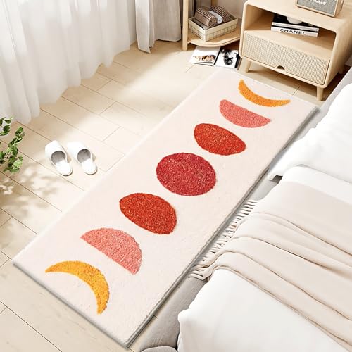 Bohemian Laundry Room Rug Non Slip Boho Kitchen Rug Runner Soft Fluffy Accent Bedroom Bedside Rugs Living Room Rugs Washable Absorbent Bath Mat for Bathroom, Tub, Beige, 60x20 Inch - color: F Bohemian