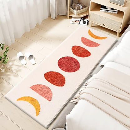 Bohemian Laundry Room Rug Non Slip Boho Kitchen Rug Runner Soft Fluffy Accent Bedroom Bedside Rugs Living Room Rugs Washable Absorbent Bath Mat for Bathroom, Tub, Beige, 60x20 Inch - color: F Bohemian