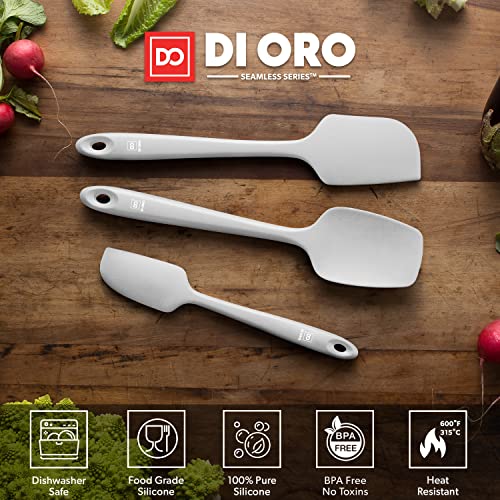 DI ORO Silicone Spatula Set - 600F Heat Resistant, 3-Pc Stone | Rubber scraper won't scratch nonstick pans; For baking, cooking, mixing, and frosting; BPA-free and dishwasher safe - color: Stone