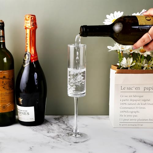 Champagne Flutes Set of 12, 160ML - Elegant Glass Champagne Flutes for Celebrations - 5.5oz Capacity, Clear (Glass, 12Pcs160ML)