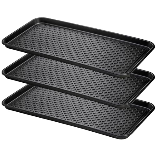 Fasmov 3 Pack Utility Boot Tray Mat Multi-Purpose Anti-Slip Tray Mat Boots, Dog Food Bowls, Gardening, Laundry, Kitchen, Garage, Entryway, 30 x 15 inches