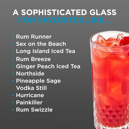 Bartesian Diamond Etched Highball Glasses - 10.5 Oz Tall High Ball Collins Glass Set for Mixed Cocktails & Mocktails - Classy Home Bar Mixing Glassware with Luxurious Gift Packaging - Set of 2 - style: Etched – Highball