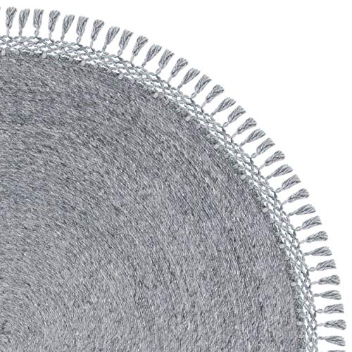 SAFAVIEH Sahara Collection Area Rug - 3' Round, Charcoal, Handmade Boho Tassel, Ideal for High Traffic Areas in Living Room, Bedroom (SAH490H) - color: Charcoal, size: 3' (Round)