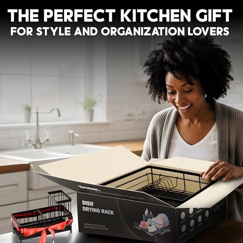 2 IN 1 Expandable Dish Drying Rack plus Sponge Organizer, Stainless Steel Drying Rack with Drainer Plate, Kitchen Countertop Organizer Space Saving Utensil Holder, Scratch Resistant and Rust-Proof
