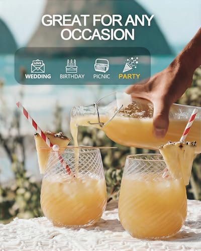 40 Pack Plastic Wine Glasses, 12 Oz Disposable Cocktail Whiskey Glasses | Spiral Stemless Champagne Margarita Glasses, Clear Unbreakable Reusable Plastic Cups for Party Wedding Birthday - color: Spiral-40 Pack