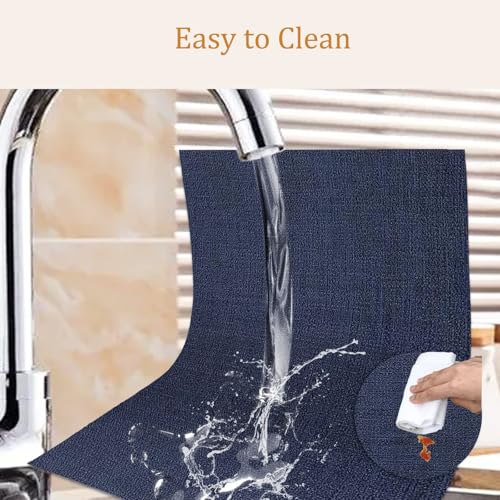 DACHUI Placemats Set of 4, Linen Look Woven Place Mats, Water Resistant, Heat Resistant, Washable, Durable Table Mats (Navy Blue) - color: Navy Blue, size: 4PCS