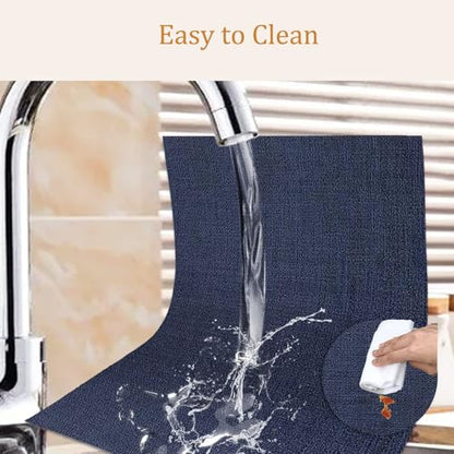 DACHUI Placemats Set of 8, Linen Look Woven Place Mats, Water Resistant, Heat Resistant, Washable, Durable Table Mats (Navy Blue) - color: Navy Blue, size: 8PCS