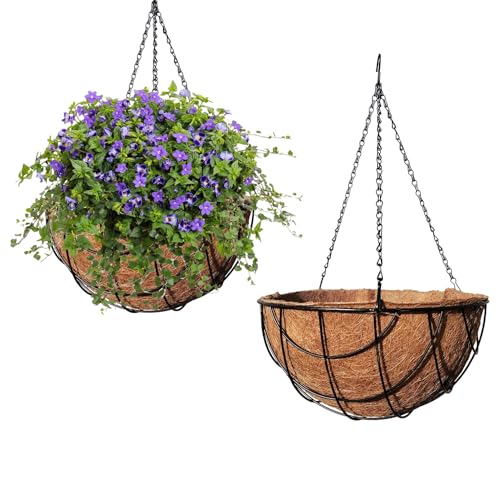 MTB Supply 2 Pack 12 Inch Garden Hanging Baskets Vintage Geo with Coco-Liner for Home Balcony Patio Decoration Outdoor Hanging Planter - size: 12" Geo 2pack