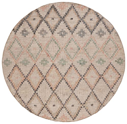 SAFAVIEH Kilim Collection 5' Round Beige/Gold KLM753G Handmade Moroccan Boho Jute & Cotton Entryway Foyer Living Room Bedroom Kitchen Area Rug - color: Beige/Gold, size: 5' (Round)