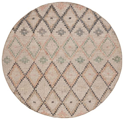 SAFAVIEH Kilim Collection 5' Round Beige/Gold KLM753G Handmade Moroccan Boho Jute & Cotton Entryway Foyer Living Room Bedroom Kitchen Area Rug - color: Beige/Gold, size: 5' (Round)