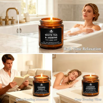 8 Pack Soy Wax Scented Candles Gift Set, Aromatherapy Candles with Lavender Chamomile, Citrus Sage, Caramel Vanilla, Coffee Whiskey, Long Lasting Stress Relief Candle, Unisex Home & Gift Set for Men - color: Signature Scents Set