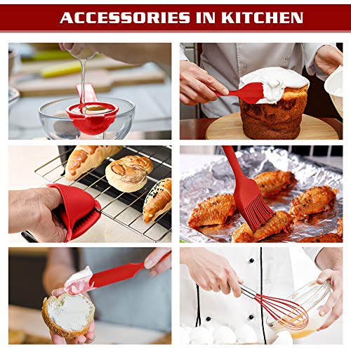 P&P CHEF Kitchen Utensils Silicone Cooking Utensil Set, 28Pcs Baking Utensils Spatulas with Holder, Heat-resistant & Non Toxic, Non-stick & Dishwasher Safe, Red - color: Red