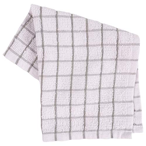KAF Home Pantry 100% Cotton Checkered Grid Dish Cloths | Set of 6, 12 x 12 Inches | Absorbent and Machine Washable | Perfect for Cleaning Counters, and Any Household Spills - Gray - color: Gray