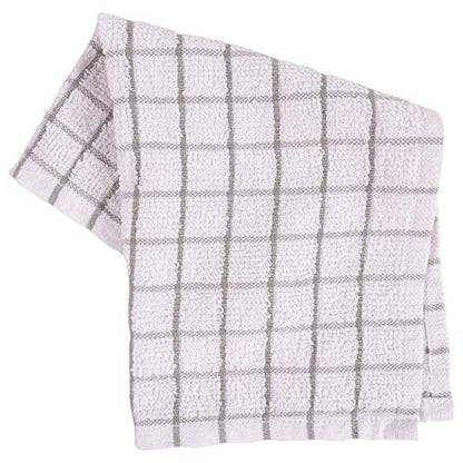 KAF Home Pantry 100% Cotton Checkered Grid Dish Cloths | Set of 6, 12 x 12 Inches | Absorbent and Machine Washable | Perfect for Cleaning Counters, and Any Household Spills - Gray - color: Gray