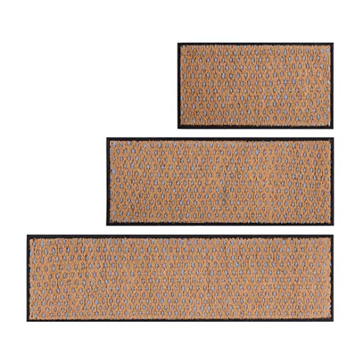 Anji Mountain AMB0BT2F-007 Black Rubber Boot/Shoe Tray with Coir, Fits 2 Pair (24.5" Wide), Tan & Blue Insert - color: Tan and Blue Insert, size: 24" x 14" x 1.5"