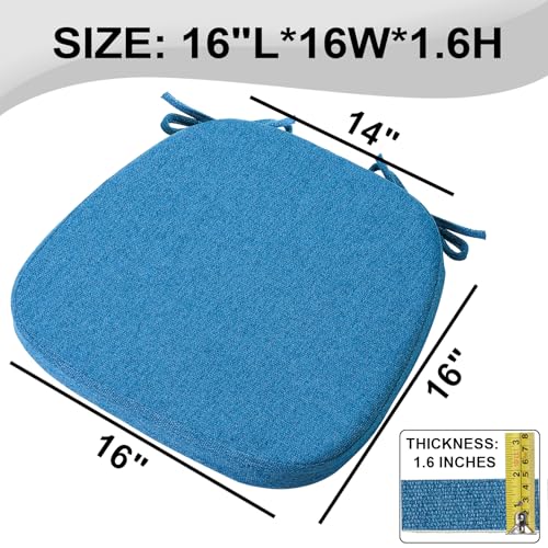 SINOSSO 1 Pack Memory Foam Chair Cushions for Dining Chair, Friendly Woven Fabric 16" U-Shape Comfortable Kitchen Chair Pad, Removable Slip Resistant Seat Cushion (1 Piece, Blue) - color: Blue