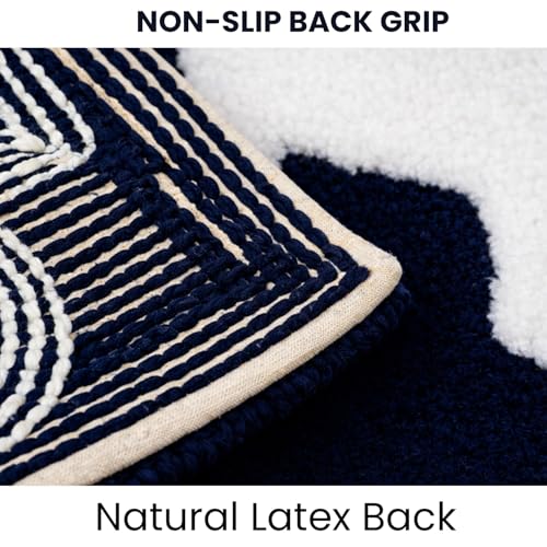 C23 Bathroom Rug Set of 2 (20"x32" & 16"x24") - 2200 GSM Ultra-Absorbent Plush Bath Mats Navy Blue & White - color: Navy/White