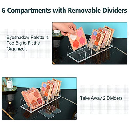 JessLab Acrylic Organizers, Bathroom Organizer for Drawer, Cosmetic Display Cases for Vanity, Countertop, Desk, Kitchen, and Makeup Storage, 6-Section - style: 6 Compartment