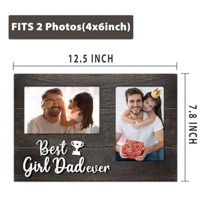 Baby Girl Gifts, Fathers Day 3D Photo Frame from Baby Girl Gifts Hold 4x6 Inches Two Photos, Girl Dad Birthday Gift for Dad, Girl Dad First Time Picture Frames - color: girl dad