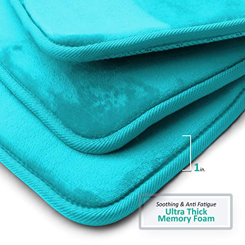 Clara Clark Bathroom Rugs, Ultra Soft Plush Bath Mat for Bathroom, Non-Slip, Velvet Memory Foam Bath Rugs, 20 x 32, Solid Teal Blue