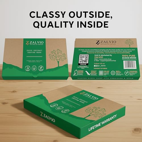 Zalvio Acacia Wood Cutting Board – Large Reversible Butcher Block with Juice Groove | Heavy-Duty Chopping Board for Meat, Cheese, Vegetables & Serving Tray