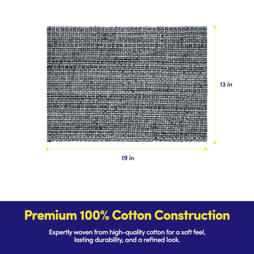 Sweet Home Collection 100% Cotton Placemats for Dining Room Rectangle Two Tone Woven Fabric 13" x 19" Soft Durable Table Mat Set, Set of 6, Black - color: Black, size: Rectangle 13" x 19"