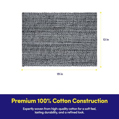 Sweet Home Collection 100% Cotton Placemats for Dining Room Rectangle Two Tone Woven Fabric 13" x 19" Soft Durable Table Mat Set, Set of 6, Black - color: Black, size: Rectangle 13" x 19"
