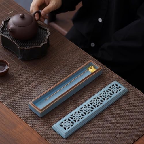 CEREMONY Incense Holder for Sticks, Ceramic Insence-Stick Holder Ash Catcher, Incense Holder Timkburner for Meditation Yoga Spa Room Incense Holder (Lever Blue) - color: Lever Blue