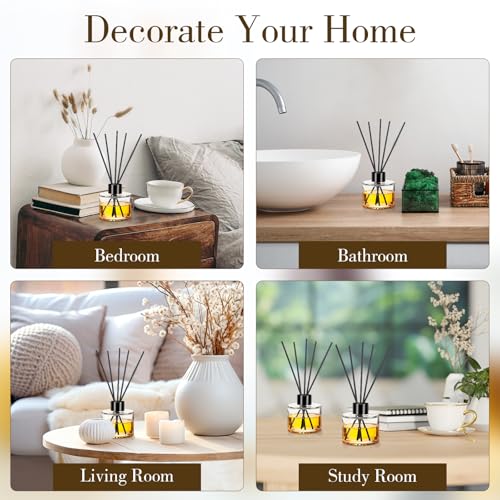 10 Set Reed Diffuser Bottles, 100ml Glass Jars with Stick, Clear | Empty Glass Bottles, Refillable Fragrance, Black Caps, Inner Stoppers, for DIY Scent Blends, Living Room Home, No Oils - color: Clear