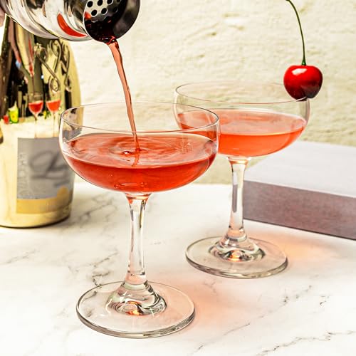 Coupe Champagne and Cocktail Glasses Set of 6, 7 oz | Daiquiri Manhattan Glasses Martini Drinking Set for Parties, Bars and Gifts - size: Set of 6, 7 oz