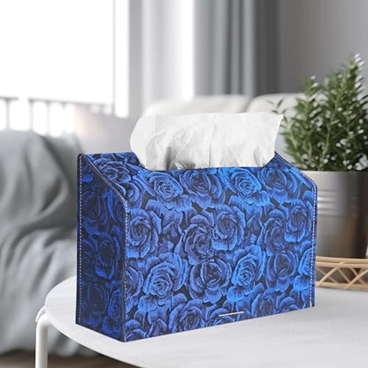 Leather Cover for Disposable Paper Hand Towel Box, Compatible with Kleenex Paper Hand Towel(1-3D Rose Blue) - color: 1-3d Rose Blue