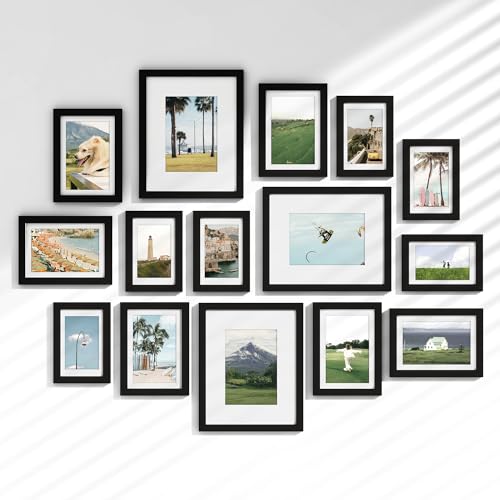 15 Pack Picture Frames Collage Wall Decor, Gallery Frame Set for Wall Mounting or Tabletop Display, Multi Sizes Including 3pcs 8x10, 6pcs 5x7, 6pcs 4x6, Black - color: Black