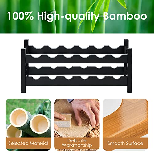 HAPPYGRILL Wine Rack, Free Standing 12 Bottles 2-Tier Wine Display Rack, Bamboo Wine Storage Rack Tabletop Wine Rack, Brown - color: Brown