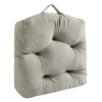 Floor Pillow Cushion with Handle for Adults Women Men | Large Meditation & Sitting Cushion Pillow for Tatami, Living Room, Yoga (1, Light Gray, Square, 22" x 22" x 6") - color: Light Gray, Square