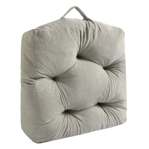 Floor Pillow Cushion with Handle for Adults Women Men | Large Meditation & Sitting Cushion Pillow for Tatami, Living Room, Yoga (1, Light Gray, Square, 22" x 22" x 6") - color: Light Gray, Square