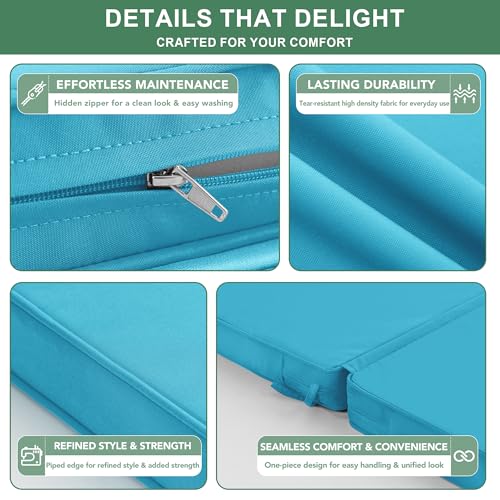 Summsun High Back Patio Dining Chair Cushions 4-Pack, 20 x 20 Inch, Teal | High-Resilience Foam, Non-Slip Bottom, Water Resistant, Removable Cover, Hidden Zipper, Fit for Garden, Lawn, Patio Furniture - color: Teal