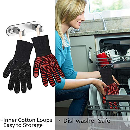 BBQ Grill Gloves, 1472°F Heat Resistant | Non-Slip Silicone, Washable, Long Protection for Kitchen, Cooking, Grilling, Baking