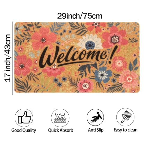 FGSS Spring Summer-Welcome-Door-Mats Flowers-Holiday-Doormats 17X29 Inch - color: Floral Welcome Mat
